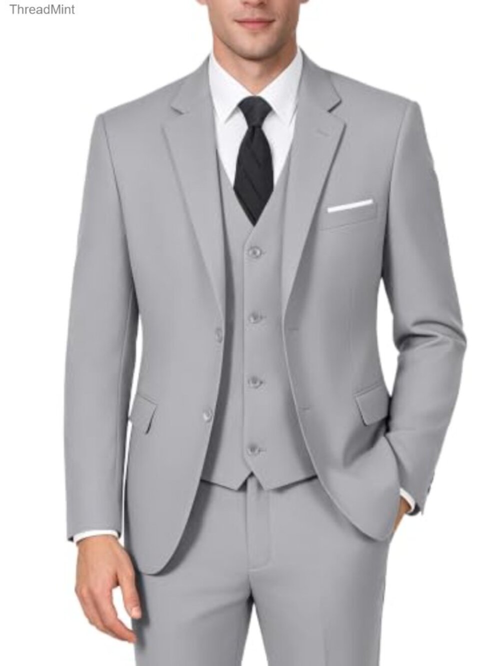 Men's 3 Piece Slim Fit Suit Set Jacket Vest Pants Tuxedo Formal